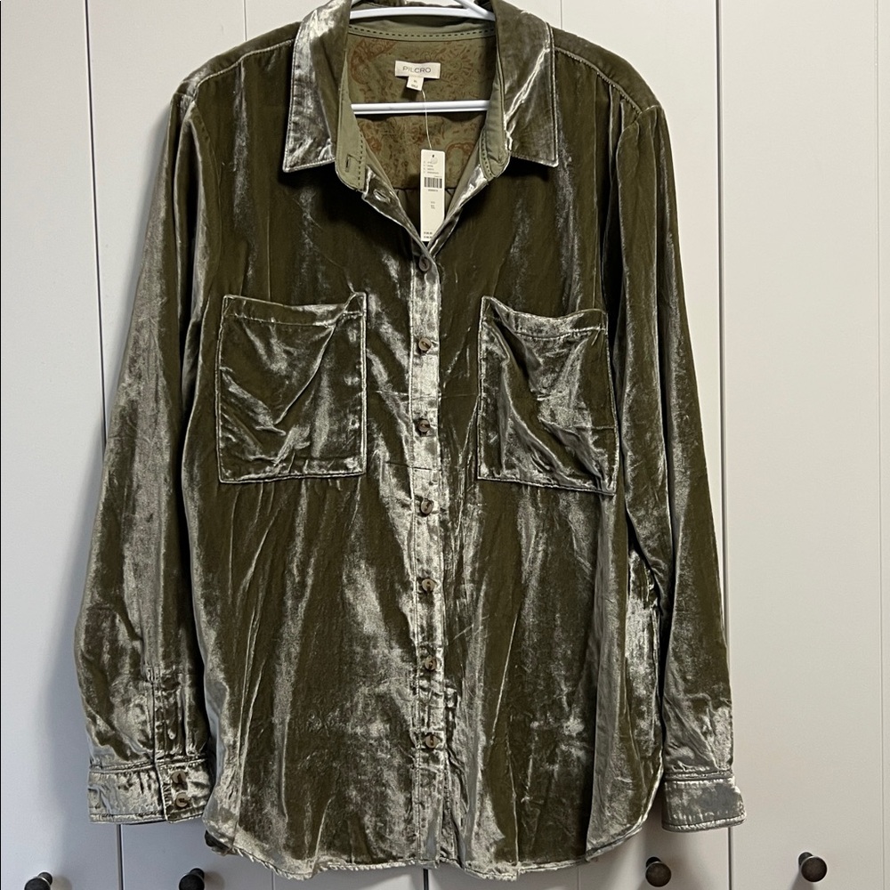 NWT Pilcro Anthropologie Blouse Hadley relaxed button down XL